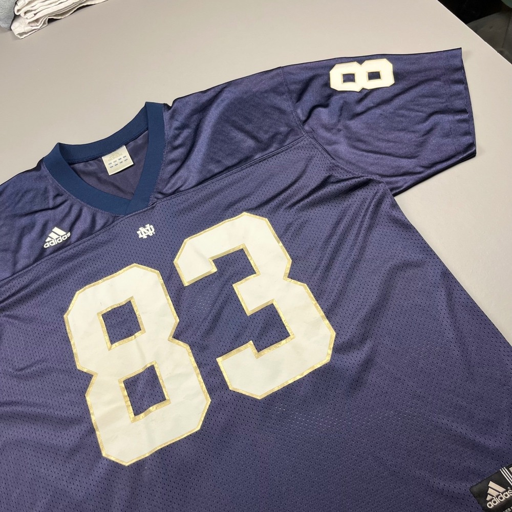 Adidas Football Jersey Mens L Navy Notre Dame Fighting Irish Andis 83 Mesh